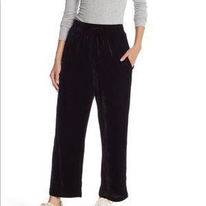 Black velvet drawstring pants